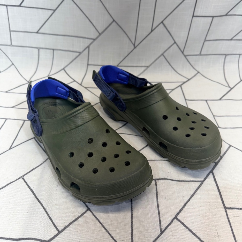 Crocs Classic All Terrain Clog Size M11 Green Navy Blue Adjustable Strap Shoes